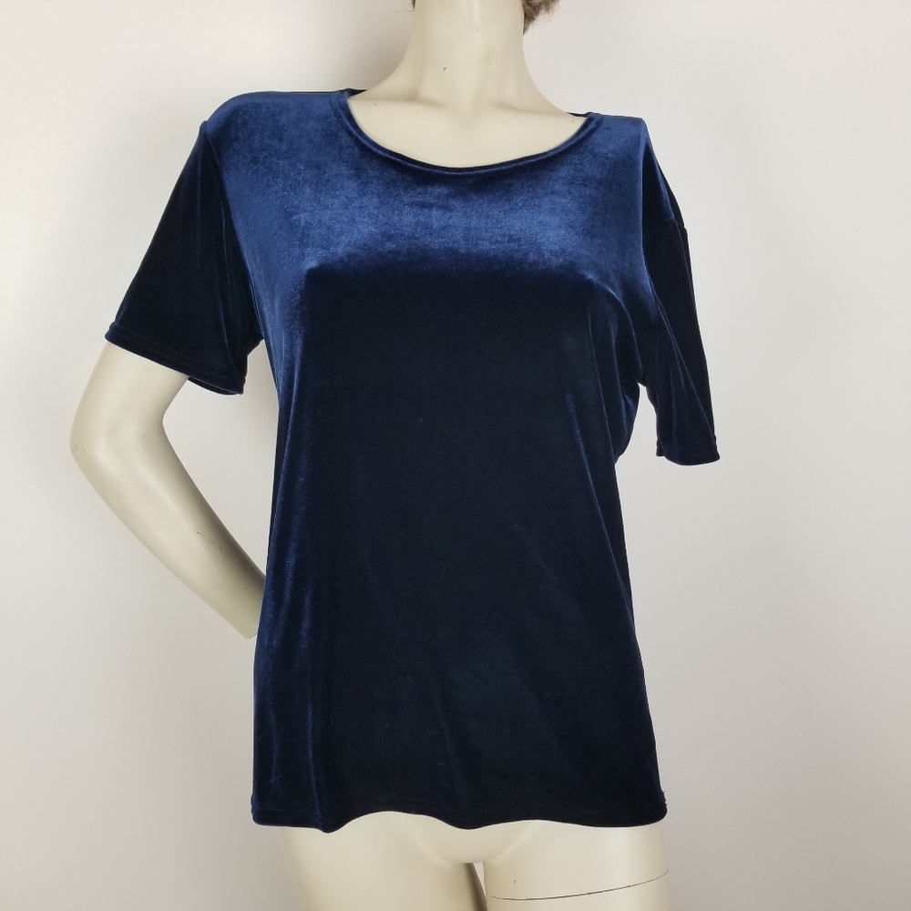 Vintage 90's deep blue velvet tee shirt grunge